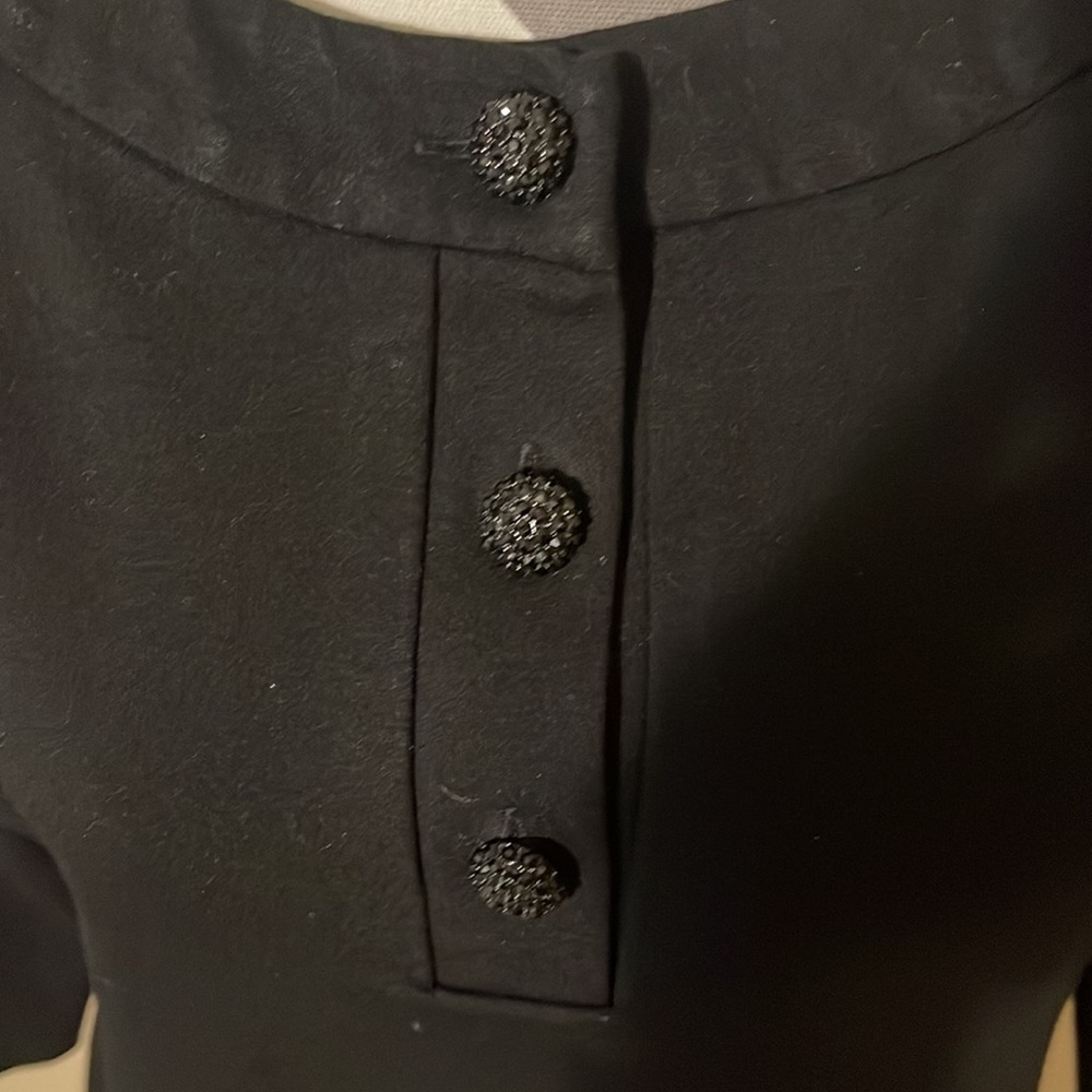 Black Talbots Knit Top w/ black Jeweled Buttons Size Medium - Picture 3 of 6